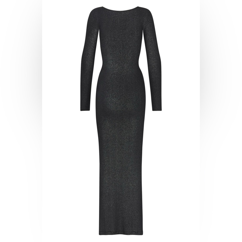 SKIMS Black Soft Lounge Shimmer Long Sleeve Dress
